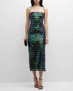 Sequins Spaghetti Strap Sling Cocktail Dress