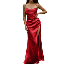 Load image into Gallery viewer, Satin Fishbone Ruched Gown