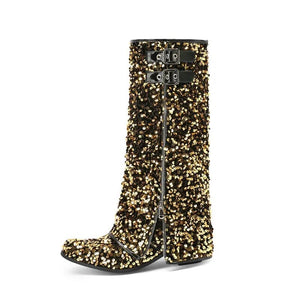 Sequins Zipper Cowboy Boots