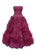 Cargar imagen en el visor de la galería, Flowered Tea-Length Corset Tulle Dress