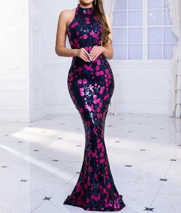 Flowers Sequin Cocktail Dress