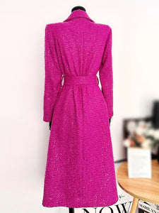 Pink Tweed Long Coat