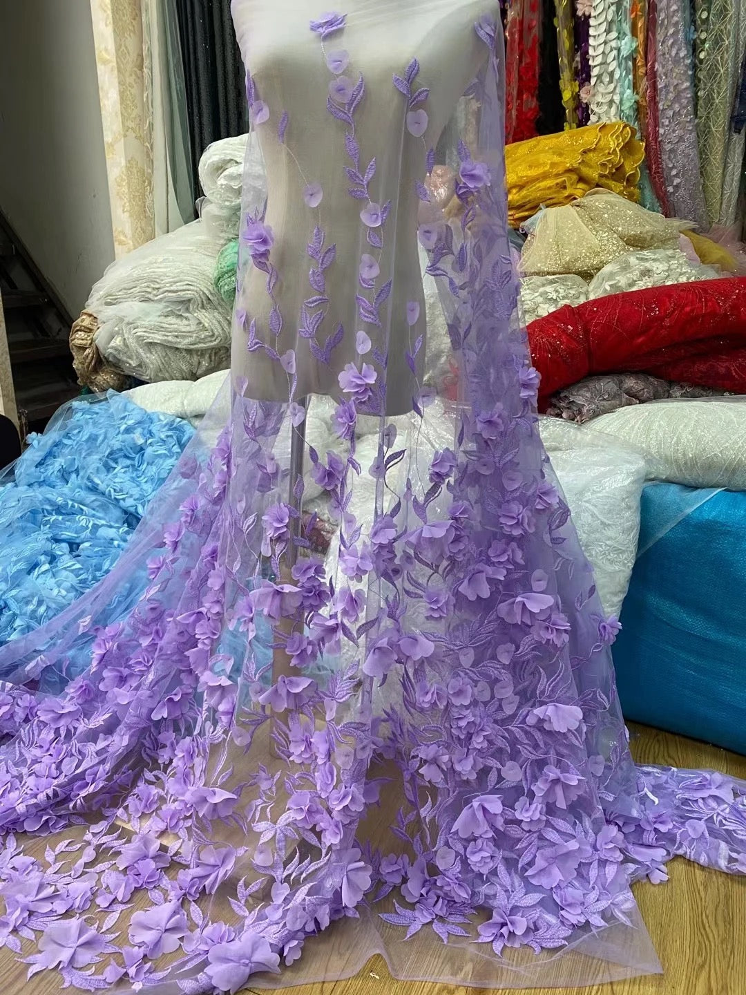 Mesh 3D Flower Fabric