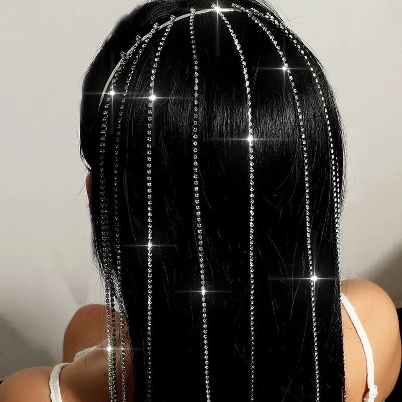 Long Tassel Rhinestone Headwear