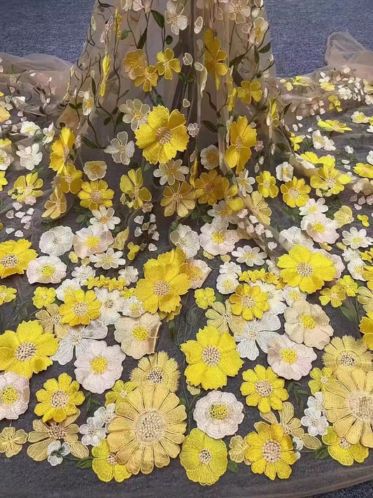 3D Flower Embroidery Fabric