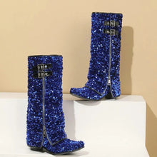 Load image into Gallery viewer, Sequins Zipper Cowboy Boots