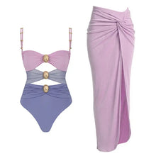 Load image into Gallery viewer, Color Block Cutout Swimsuit