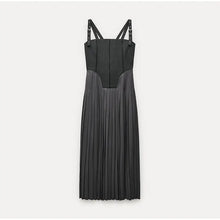 Load image into Gallery viewer, Pleated Sling Sleeveless Slim Long Dress