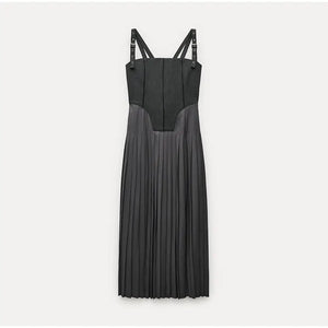 Pleated Sling Sleeveless Slim Long Dress