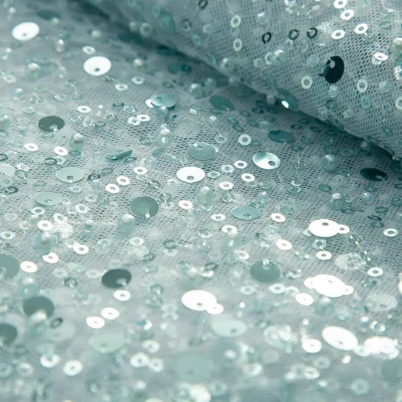 Beaded Sequins Tulle Fabric