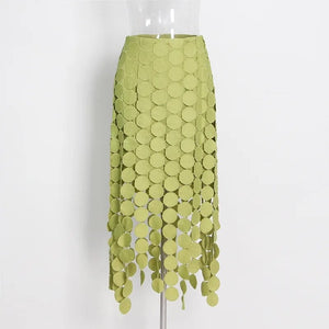 Dot Patchwork Tassel Skirts