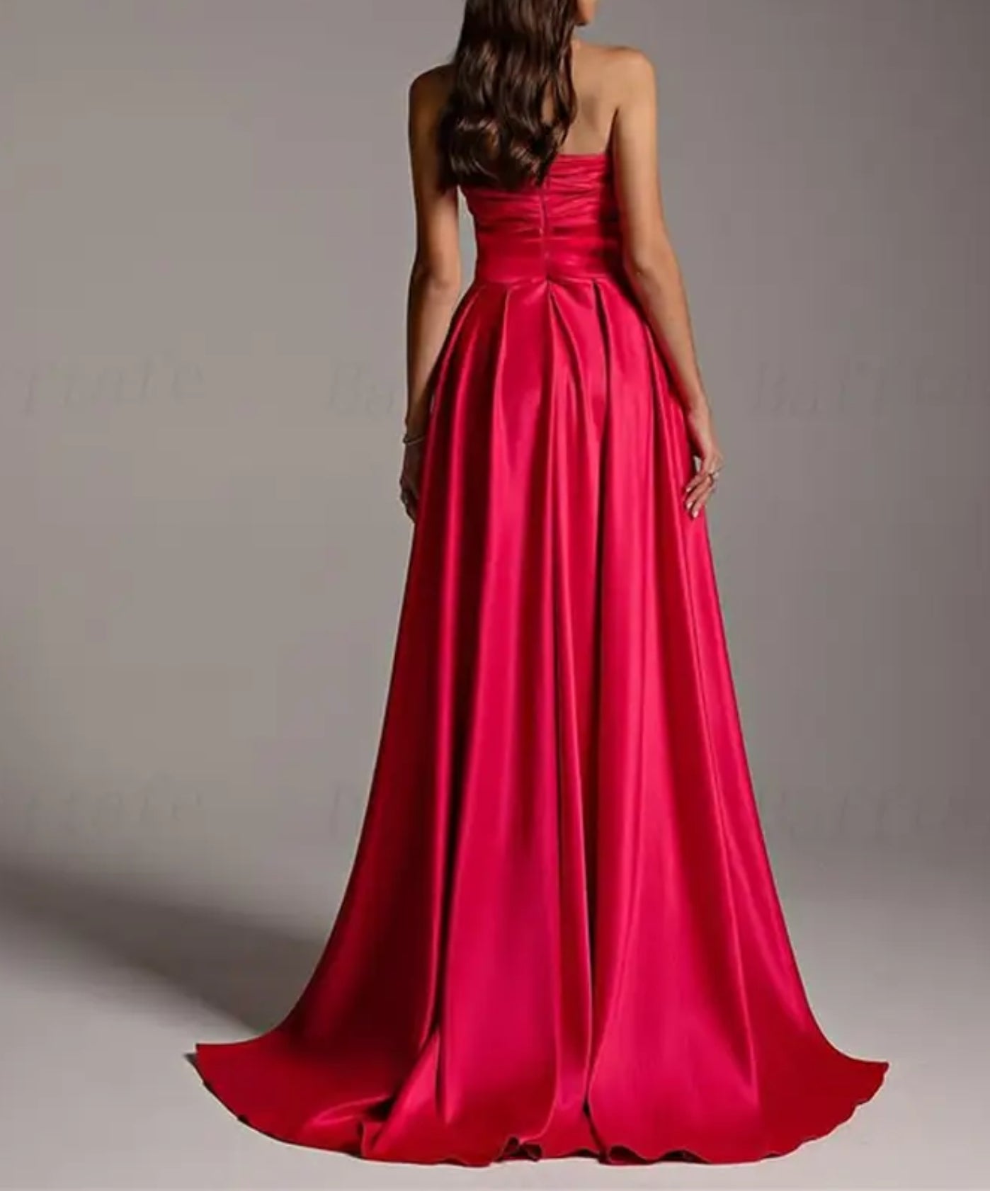 Red and Pink Gown with Overskirt