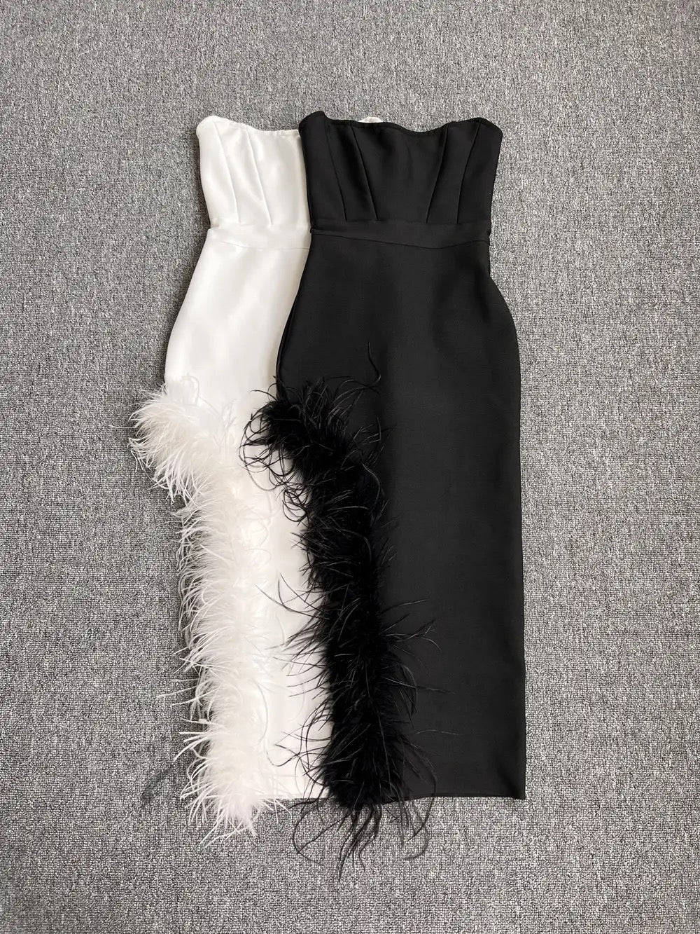 Feather Split Bandage Dress
