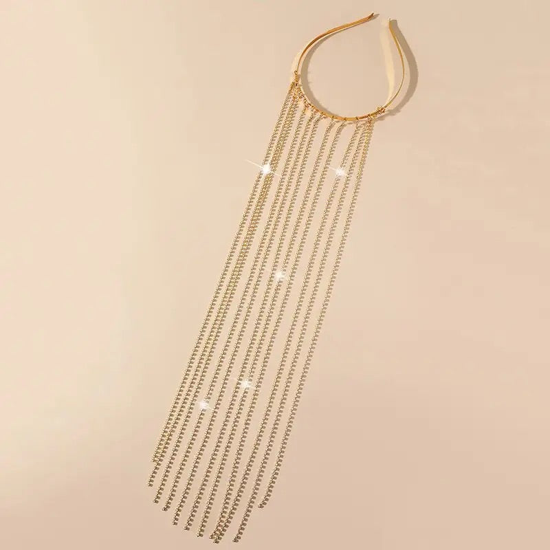 Long Tassel Rhinestone Headwear