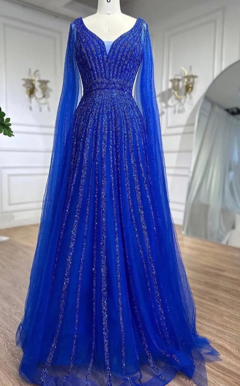 Cape Sequin Luxury Gown