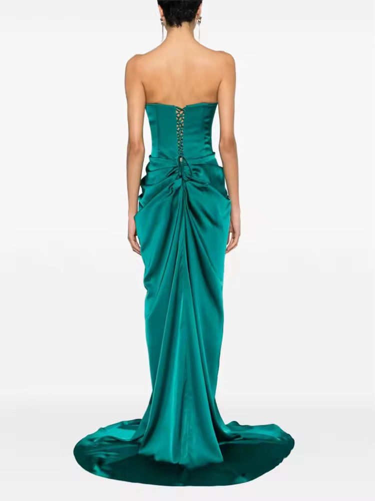 Mermaid Satin Lace Up Evening Gown