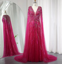 Load image into Gallery viewer, Luxury Cape Crystal Formal Gown