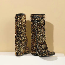 Load image into Gallery viewer, Sequins Zipper Cowboy Boots