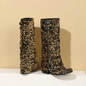 Sequins Zipper Cowboy Boots