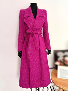 Pink Tweed Long Coat