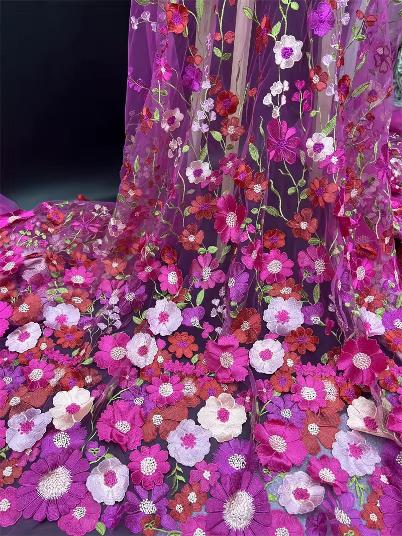 3D Flower Embroidery Fabric
