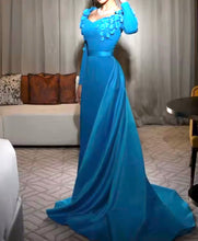 Load image into Gallery viewer, Blooming Petal Blue Evening Dress