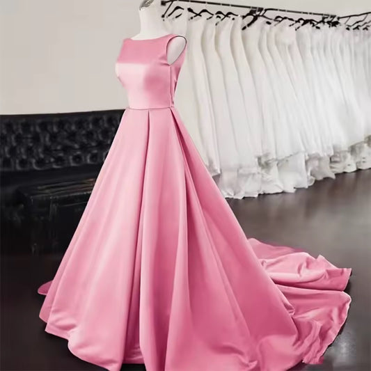 Timeless Blush Satin Ball Gown