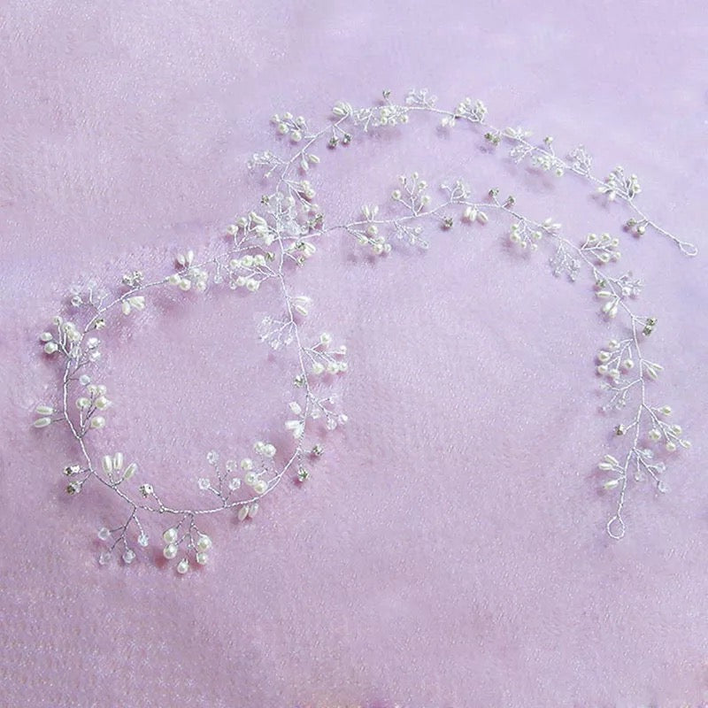 Bridal Crystal Pearl Hair Belt