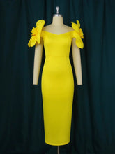 Load image into Gallery viewer, Yellow Flower Wedding Guest Dress