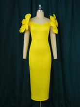 Carica l&#39;immagine nel visualizzatore di Gallery, Yellow Flower Wedding Guest Dress