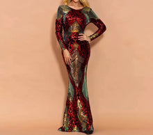 Load image into Gallery viewer, Multi Sequinned O Neck Elegant Gown