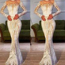 Load image into Gallery viewer, White French Tulle Sequins Dress