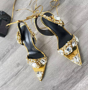 Luxury Lace-up Pointed Toe Sandals