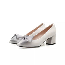Load image into Gallery viewer, Bow Slipon Block Heels Pumps