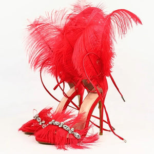 Crystal Tassels Feather Sandals