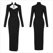 Carregar imagem no visualizador da galeria, Black Drawstring Lace Bandage Dress