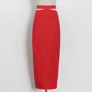 Lapel Cut Out Midi Two Piece Set