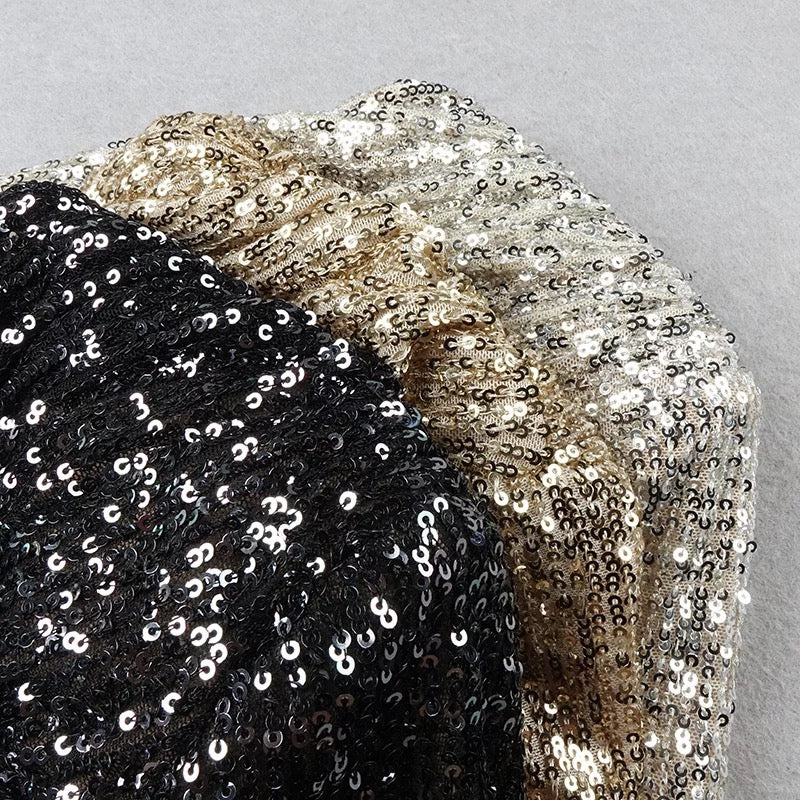 One Shoulder Mesh Sequins Dress