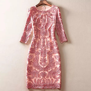 Flower Crochet Embroidery Sequined Dress