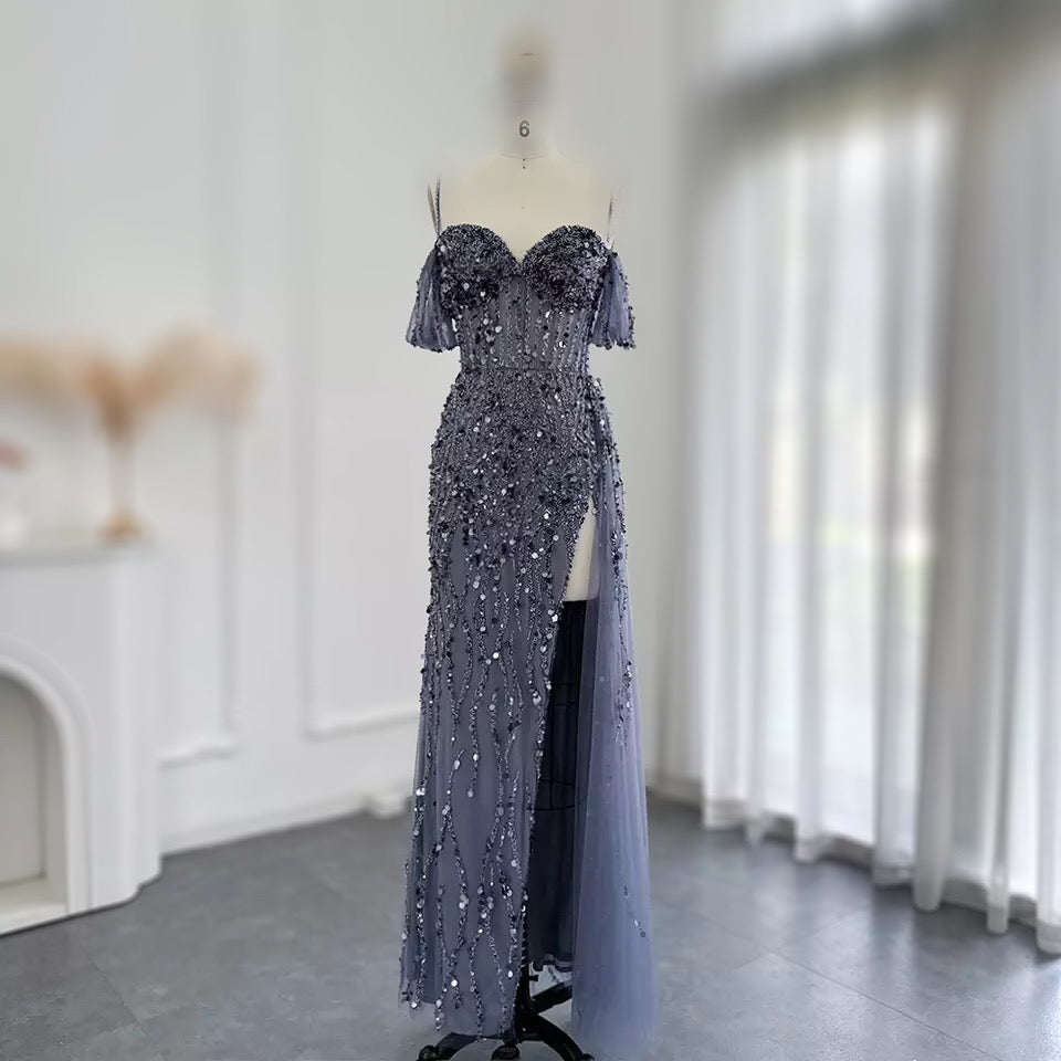 Mermaid High Slit tinsel Gown