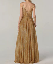 Load image into Gallery viewer, Gold Glitter Evening Gown