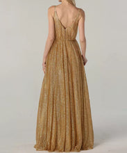 Cargar imagen en el visor de la galería, Gold Glitter Evening Gown