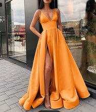 Load image into Gallery viewer, Deep VNeck Side Slit Prom Evening Gown