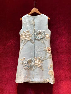 Rose Flower Jacquard A Line Dress