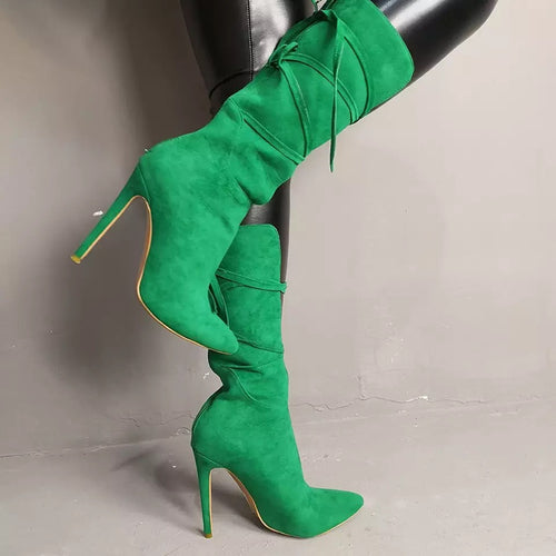 Green Mid Calf Boots