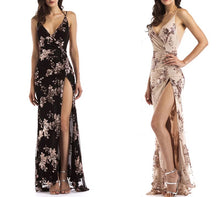 Load image into Gallery viewer, Sequin Halter Evening Dress