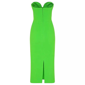 Green Mid Calf Bodycon Bandage dress