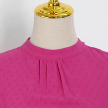 Load image into Gallery viewer, Pink Puff Sleeve Hollow Out Midi Dress