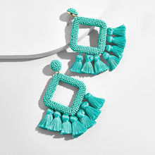 Load image into Gallery viewer, Beaded Tassel Drop Earrings