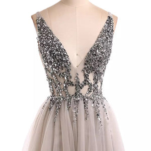 Beading Crystal High Splits Gown